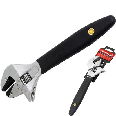 B&Q -  Self Tightening Adjustable Wide Opening Spanner Wrench Soft Grip 10"