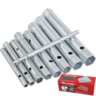 Neilsen 9Pc Tubular Box Wrench Set 150mm Long Tube Spanner Plumber Mechanic from B&Q