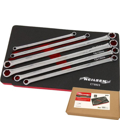 Neilsen 6Pc Extra Long Metric Aviation Spanner Wrench Set 8Mm - 19Mm