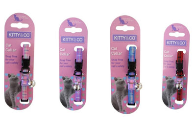  - Kitty & Co Safety Buckle Cat Collar Tartan AssortedPack Of 6