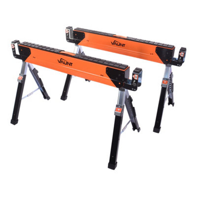 Vaunt Heavy Duty Adjustable Height Saw Horse Twin Pack Load Capacity 1,180Kg from B&Q
