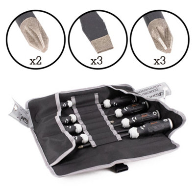 B&Q -  X 8 Piece Diamond Tipped Screwdriver Set Magnetic Carbon Steel X1442000