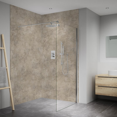 Splashwall Elite Mpc Postformed Bathroom & Wet Room Panel (H)2420mm (W)1200mmMatt Treviso from B&Q
