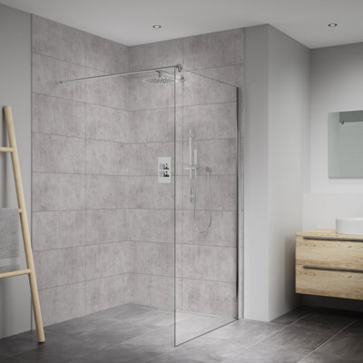 Splashwall Elite Mpc Tongue & Groove Bathroom & Wet Room Panel (H)2420mm (W)600mmMatt Silver Tile from B&Q