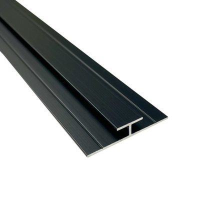 Splashwall Alloy H-Shaped Panel Straight Joint (L)2440mm (W)35mm (T)4mmMatt Black from B&Q