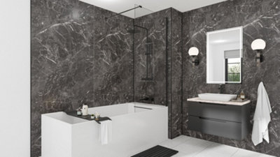 B&Q -  Noir Marble 2420 X 585 X 11mm Laminate Plywood Tongue & Groove