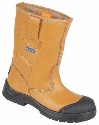 Himalayan S1P Tan Faux Fur Lined Steel Toecap/midsole Scuff-Cap Safety Rigger Work Boot 9102 from B&Q