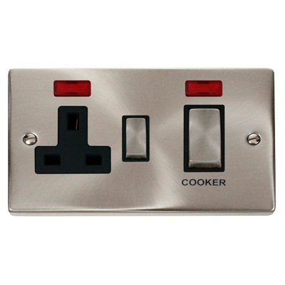 Click Scolmore Click Vpsc505Bk Deco 45A Dp Cooker Control Unit With Neon Satin Chrome from B&Q