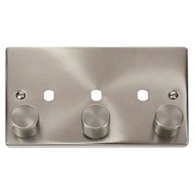 Click Scolmore Deco 3 Gang Unfurnished Dimmer Plate With KnobsSatin Chrome Vpsc153Pl from B&Q