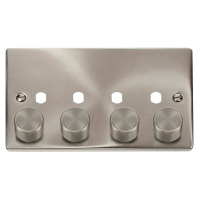 Click Scolmore Click Vpsc154Pl Deco 4 Gang Dimmer Plate Satin Chrome from B&Q