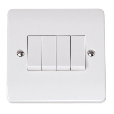 Click Scolmore Mode Rocker Light Switch 4 Gang 10A 2 Way WhiteCma9014 from B&Q