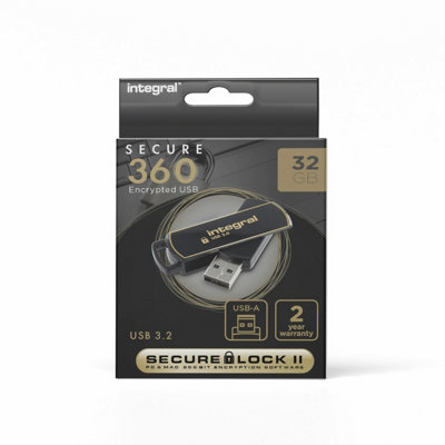 Integral Infd32Gb360Sec3.0 360 Secure 32 Gb Usb 3.0 Flash Drive With 256 Bit Encryption Software