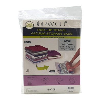 B&Q -  Roll-Up Travel Vacuum Storage Bags Small 40 X 60Cm 2Pk