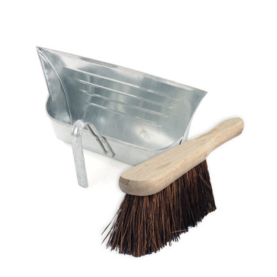 Buffalo Heavy Duty Metal Dustpan And Stiff Brush Large