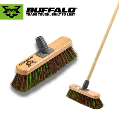 Buffalo 12" Indoor And Outdoor Stiff Bassine Mix Durable Sweeper Broom With Unbreakable Bracket (Includes Handle) from B&Q