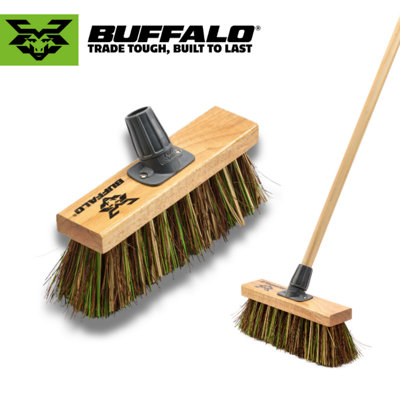 Buffalo 10.5" Outdoor Stiff Bassine Mix Toughest Heavy Duty Scavenger Broom With Unbreakable Bracket (Includes Handle) from B&Q