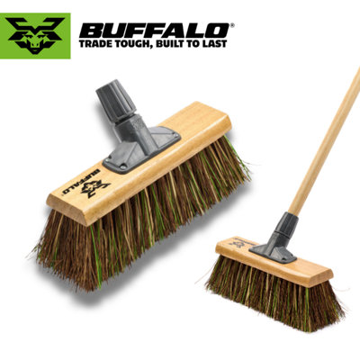 Buffalo 13" Outdoor Stiff Bassine Mix Toughest Heavy Duty Scavenger Broom With Unbreakable Bracket (Includes Handle) from B&Q