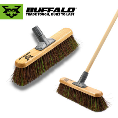 Buffalo 18" Large Outdoor Stiff Bassine Mix Toughest Platform Broom With Unbreakable Bracket (Includes Handle) from B&Q