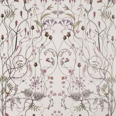 The Chateau By Angel Strawbridge - Wild Flower Garden Whisper Wallpaper White