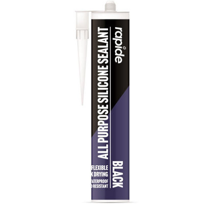 Rapide All Purpose Silicone Sealant Flexible Seals Quick Drying Black 260Ml from B&Q