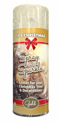Gold Glitter Spray & Sparkle Christmas Tree Decorations 200Ml Xmas Bauble Mist from B&Q