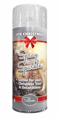 Silver Glitter Spray & Sparkle Christmas Tree Decorations 200Ml Xmas Bauble Mist from B&Q