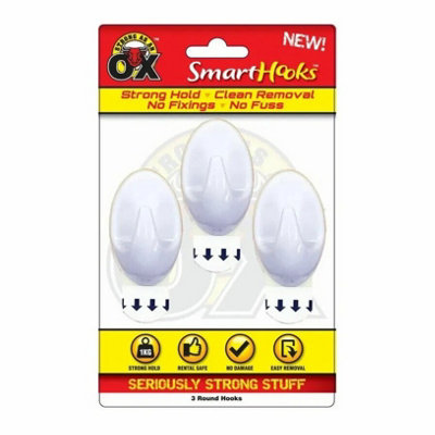 Maestro craft 3 Round Hooks  Removable No Wall Damage Strong Adhesive Hook 3 X 5Cm from B&Q