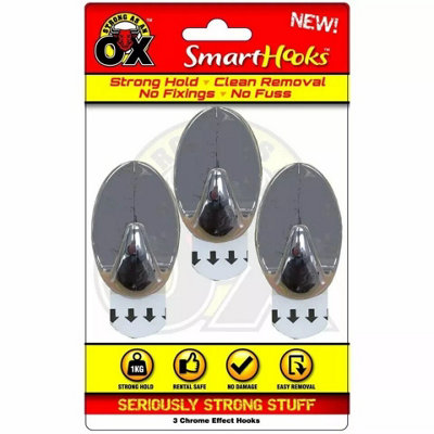 Maestro craft Chrome Effect Hanging Hooks Pack Of 3 from B&Q
