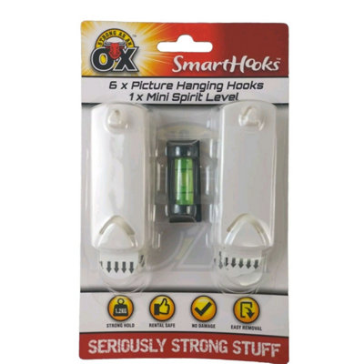 Maestro craft 6 Pictures Handing Hooks Strips Self Adhesive Wall Hanging Picture Spirit Level from B&Q