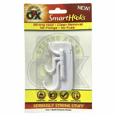 Maestro craft 3 In 1  Multi Purpose Hooks  Removable No Wall Damage Strong Adhesive Hook from B&Q