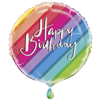 Unique Party Rainbow Happy Birthday Foil Balloon Multicoloured (One Size) from B&Q