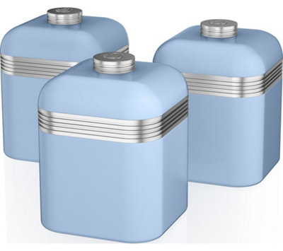 Swan Retro Set Of 3 Canisters Blue