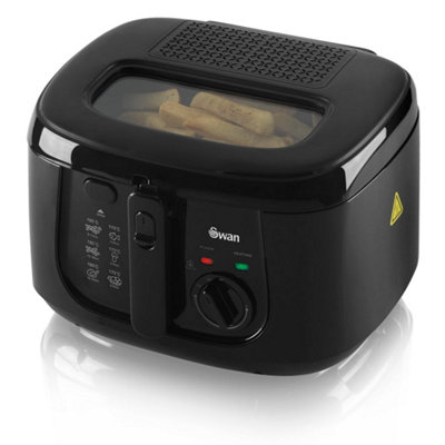 Swan 2.5 Litre Deep Fat Fryer With Viewing WindowAdjustable Temperature ControlsEasy Clean1800 WBlackSd6080Blkn from B&Q