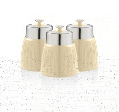 Swan Cream Retro Set Of 3 Canisters from B&Q
