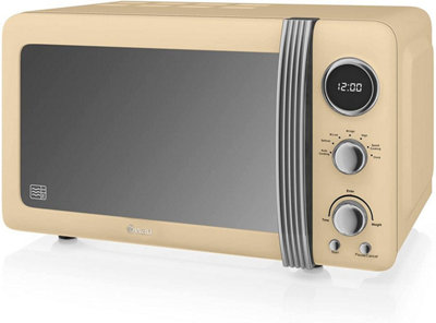 Swan Cream 800W Retro Digital Microwave 20L