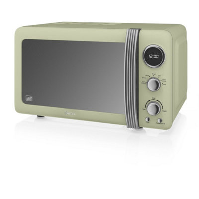 Swan Green Retro 800W Digital Microwave 20L