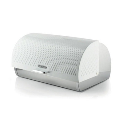 Swan Elegance 14L White Textured Roll-Top Breadbin With Stainless Steel Accents Swka18532Wht from B&Q