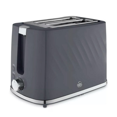Swan 2-Slice Toaster Windsor 7 Browning Levels Defrost Reheat Cancel Grey 900W