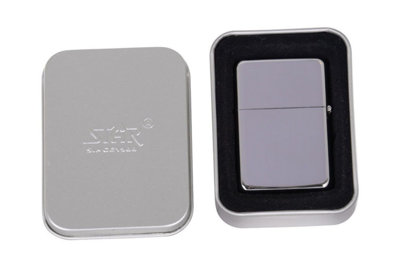 LarryRoo Personalised Star Chrome Petrol Lighter Engraved In Gift Tin from B&Q