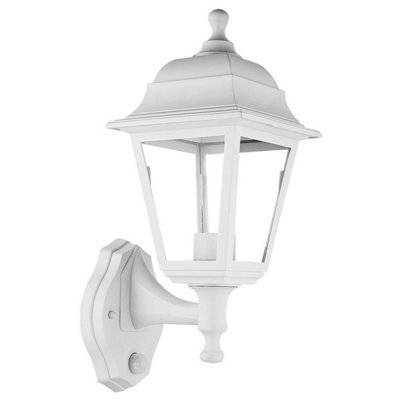 Ex-Pro Outdoor Wall Light Lantern With Dust To Dawn SensorLed E27 11WIp44 Rated27X14CmWhite from B&Q
