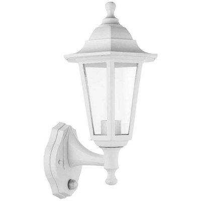 Ex-Pro Outdoor Wall Light Lantern With Dust To Dawn SensorLed E27 11WIp44 Rated26X19CmWhite from B&Q