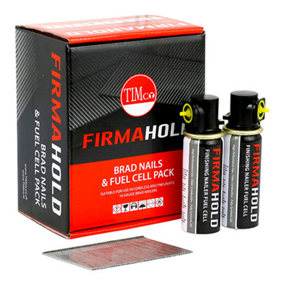 Timco Firmahold Collated Brad Nails & Fuel Cells16 GaugeStraightGalvanised Bg1664G16G X 64/2Bfc from B&Q