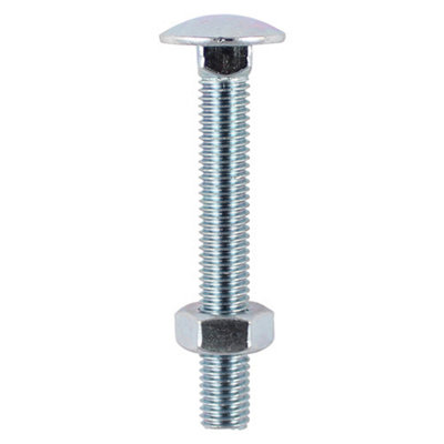 Timco Silver Carriage Bolts Din603 & Hex Full Nut Din934 - M10 X 130