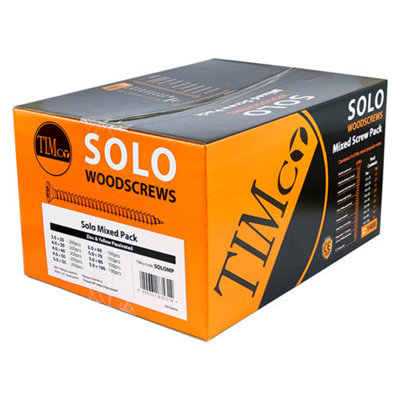 Timco Gold Solo Countersunk Woodscrews Mixed Box - (1400Pcs)