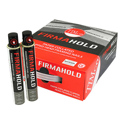 Timco Firmahold Collated Clipped Head Nails & Fuel CellsTrade PackPart Ring ShankFirmagalv + Cplt90Pg3.1 X 90/2Cfc from B&Q