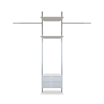 B&Q -  Aura Satin White Large Bedroom Freestanding Storage Solution (H)2700mm (L)3200mm (D)500mm