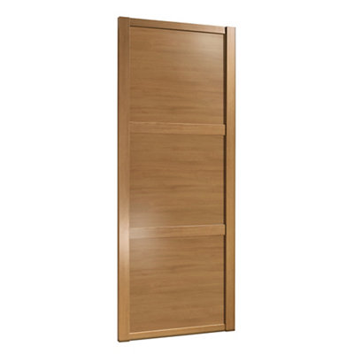 Spacepro 3 Panel Natural Oak Effect Sliding Wardrobe Door (H)2220mm (W)914mm from B&Q