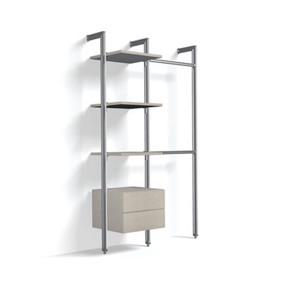 B&Q -  Relax Satin Wood Effect Large Bedroom Freestanding Storage Solution (H)2280mm (L)1845mm (D)500mm
