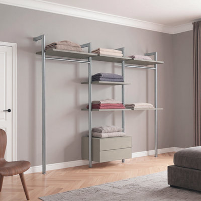 B&Q -  Relax Satin Wood Effect Large Bedroom Freestanding Storage Solution (H)2280mm (L)2700mm (D)500mm