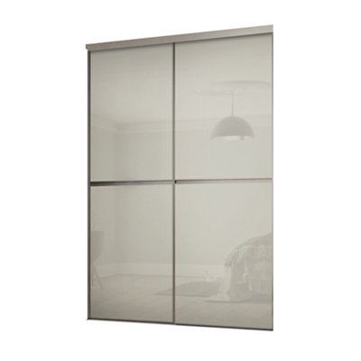 Spacepro Minimalist Mirror Non-Mirrored Matt Arctic White 2 Door Sliding Wardrobe Door Kit (H)2220mm (W)1808mm from B&Q